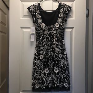 Aidan Mattox embroidered black bridal party dress